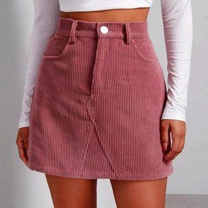 Women's Skirt LARGE Old Rose Pink Skirt with Pockets Mini Skirt size 8-10